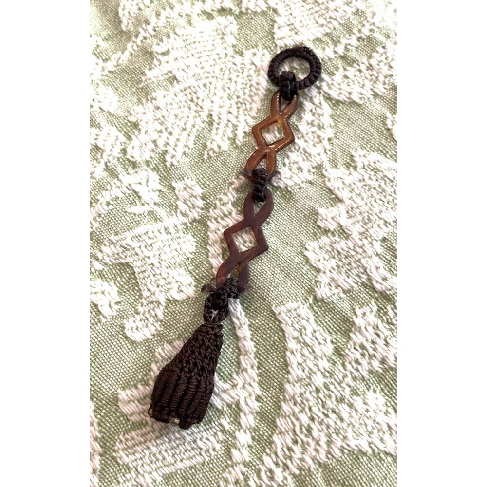 Antique Fob Victorian Hairwork 19th Century Woven Hair Art & Early Plastic